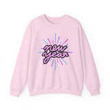 New Year Crewneck Sweatshirt — Retro Neon 'new year' Graphic