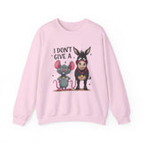 Crewneck Sweatshirt — "I Don't Give A" Cute Mouse & Donkey Graphic