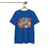 Faith Floral T-Shirt — Vintage Cross & Flowers Christian Tee