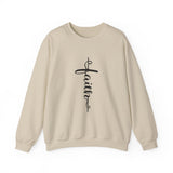 Faith Cross Crewneck Sweatshirt — Vertical Script Christian Sweatshirt