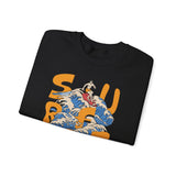Surf-Inspired Unisex Crewneck Sweatshirt, Cozy Beachwear, Casual Ocean Vibe, Perfect for Surfing Lovers, Gift for Ocean Enthusiasts