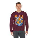 Surf-Inspired Unisex Crewneck Sweatshirt, Cozy Beachwear, Casual Ocean Vibe, Perfect for Surfing Lovers, Gift for Ocean Enthusiasts