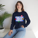 Crewneck Sweatshirt - "Practice Makes Perfect" Colorful Floral Graphic