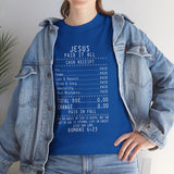 Christian Receipt T-Shirt — "Jesus Paid It All" Faith Tee