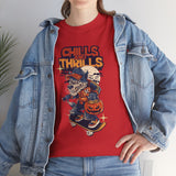 Halloween Skateboard Tee, Chills and Thrills Graphic T-Shirt, Unisex Cotton Shirt, Fall Fashion, Halloween Costume, Gift for Skaters