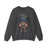 Crewneck Sweatshirt — "I'll Be There For You" Skeleton Cowboy Graphic