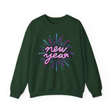 New Year Crewneck Sweatshirt — Retro Neon 'new year' Graphic