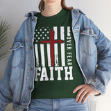 Faith Over Fear T-Shirt — Christian American Flag Cross Tee
