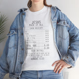 Christian Receipt T-Shirt — "Jesus Paid It All" Faith Tee
