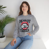 Money Talks Crewneck Sweatshirt — Retro Lips & Dollar Graphic Streetwear