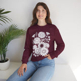 Floral Daisies Crewneck Sweatshirt — Monochrome Garden Graphic