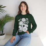 Floral Daisies Crewneck Sweatshirt — Monochrome Garden Graphic