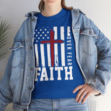 Faith Over Fear T-Shirt — Christian American Flag Cross Tee