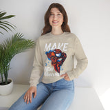 Make New Discoveries Crewneck Sweatshirt — Skull Explorer Graphic Pullover