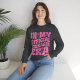 Teen Birthday Sweatshirt - "In My Official Teenager Era" Pink Graphic Crewneck