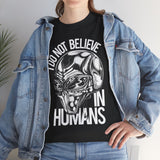 Alien Graphic Tee — "I Do Not Believe In Humans" Sci‑Fi Skull T-Shirt