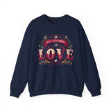 Love Typography Sweatshirt — "All You Need Is Love" Floral Crewneck