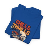 Halloween Skateboard Tee, Chills and Thrills Graphic T-Shirt, Unisex Cotton Shirt, Fall Fashion, Halloween Costume, Gift for Skaters