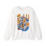Surf-Inspired Unisex Crewneck Sweatshirt, Cozy Beachwear, Casual Ocean Vibe, Perfect for Surfing Lovers, Gift for Ocean Enthusiasts