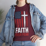Faith Over Fear American Flag Cross T‑Shirt