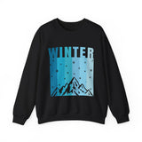 Winter Mountain Sweatshirt — 'WINTER' Snowy Peak Crewneck