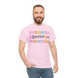 Progress Over Perfection Tee, Inspirational T-Shirt, Motivational Gift, Creative Apparel, Unisex Cotton Shirt