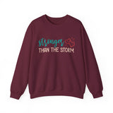 Crewneck Sweatshirt — "Stronger Than The Storm" Inspirational Heart Design