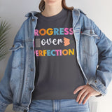 Progress Over Perfection Tee, Inspirational T-Shirt, Motivational Gift, Creative Apparel, Unisex Cotton Shirt