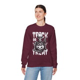 Halloween Skeleton Sweatshirt - Trick or Treat Outfit, Unisex Fall Apparel, Spooky Season Gear, Halloween Costume Alternative