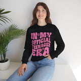 Teen Birthday Sweatshirt - "In My Official Teenager Era" Pink Graphic Crewneck