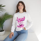 Crewneck Sweatshirt - "No One Cares Except Yourself" Retro Pink Self-Care Graphic