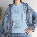 Christian Receipt T-Shirt — "Jesus Paid It All" Faith Tee