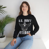 U.S. Navy Veteran Crewneck Sweatshirt - Distressed Anchor & Eagle Design