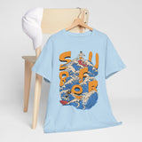 Surfer Wave Unisex Heavy Cotton Tee, Beach Vibes Shirt, Cool Gift for Surfers, Summer Style, Ocean Lover Tee, Fun Casual Wear