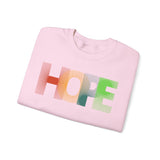 Colorful 'HOPE' Unisex Sweatshirt | Cozy Crewneck for Daily Comfort, Perfect Gift for Friends, Birthdays, Hopeful Spirit