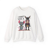 Crewneck Sweatshirt — "I Don't Give A" Cute Mouse & Donkey Graphic