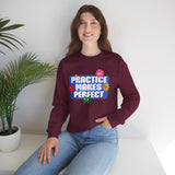 Crewneck Sweatshirt - "Practice Makes Perfect" Colorful Floral Graphic