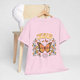 Bohemian Jesus Tee, Vintage Butterfly T-Shirt, Spiritual Apparel, Faith-based Graphic Tee, Unisex Heavy Cotton Shirt