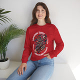 Crewneck Sweatshirt — "Indomitable Fighters, Unbreakable Resolve" Floral Skull Graphic