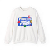 Crewneck Sweatshirt - "Practice Makes Perfect" Colorful Floral Graphic