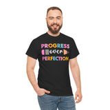 Progress Over Perfection Tee, Inspirational T-Shirt, Motivational Gift, Creative Apparel, Unisex Cotton Shirt