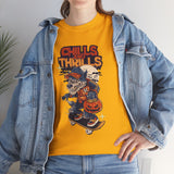 Halloween Skateboard Tee, Chills and Thrills Graphic T-Shirt, Unisex Cotton Shirt, Fall Fashion, Halloween Costume, Gift for Skaters