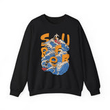 Surf-Inspired Unisex Crewneck Sweatshirt, Cozy Beachwear, Casual Ocean Vibe, Perfect for Surfing Lovers, Gift for Ocean Enthusiasts