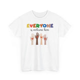 'Everyone is welcome here' Inclusive Message Tee | Gift For Him | Gildan Soft | Colorful Tee