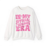 Teen Birthday Sweatshirt - "In My Official Teenager Era" Pink Graphic Crewneck