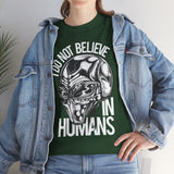 Alien Graphic Tee — "I Do Not Believe In Humans" Sci‑Fi Skull T-Shirt