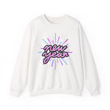 New Year Crewneck Sweatshirt — Retro Neon 'new year' Graphic