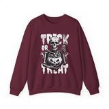 Halloween Skeleton Sweatshirt - Trick or Treat Outfit, Unisex Fall Apparel, Spooky Season Gear, Halloween Costume Alternative