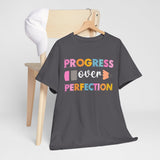 Progress Over Perfection Tee, Inspirational T-Shirt, Motivational Gift, Creative Apparel, Unisex Cotton Shirt
