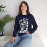 Alien Skull Sweatshirt — "I Do Not Believe in Humans" Graphic Crewneck